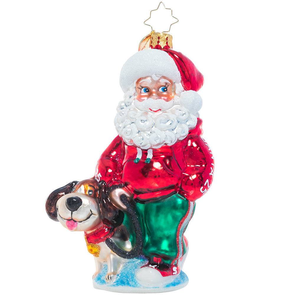 Front - Ornament Description - Santa's Best Friend: Just call him Santa Paws! Old Saint Nick shows his soft spot for four-legged friends on a walk with his canine companion.