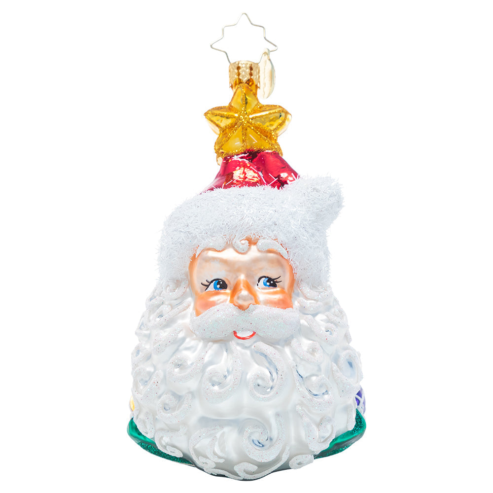 Front - Ornament Description - Christmas All Around: This charming double-sided ornament showcases two classic icons of the holiday season – Santa Claus and a tastefully trimmed tree. Display it for a delightful dose of traditional Christmas cheer!