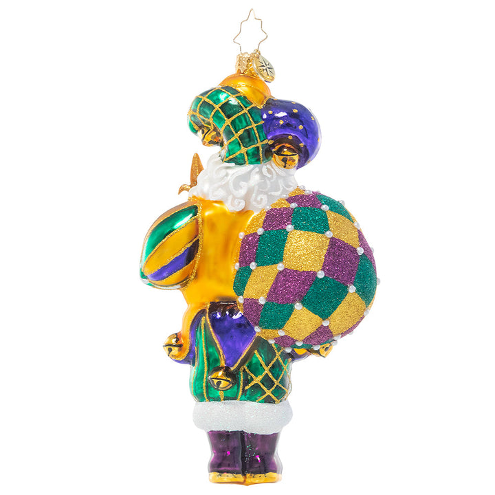 Back - Ornament Description - Bourbon Street Santa: Let the good times roll! Santa's in New Orleans and is ready to party Mardi Gras style.