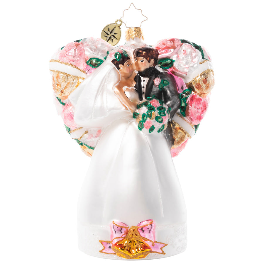 Front - Ornament Description - Love is in The Air: Just married! Honor the newlyweds in your life with this delightful heart-shaped ornament that celebrates new love.