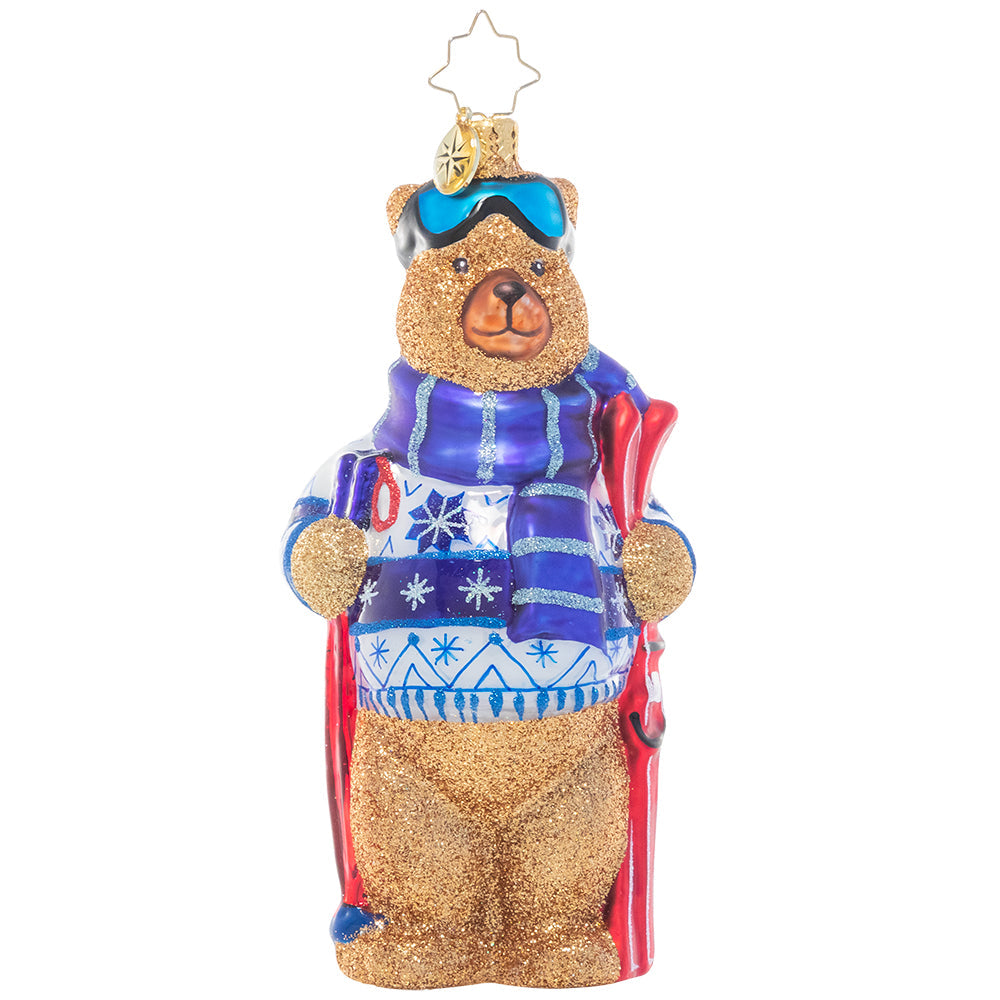 Front - Ornament Description - Fuzzy Wuzzy Skier: This bundled up bear looks poised to hit the slopes! He's looking forward to a bluebird day and a hot cup of cocoa afterward.