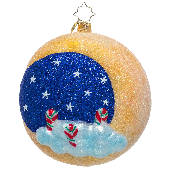Back - Ornament Description - Darling 1st Christmas: Most precious! Your little one's first Christmas is a cherished occasion…mark it with this precious keepsake featuring cheerful Santa bear, a sparkly starry sky, and a serene crescent moon.