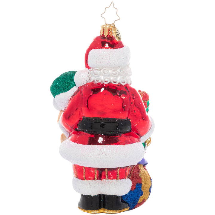 Back - Ornament Design - Delivering Awareness: Santa's sack is packed with presents galore, spreading Christmas cheer and support for a cause close to his heart; Autism awareness. A percentage of the sales from this ornament will benefit a charity that raises Autism awareness.