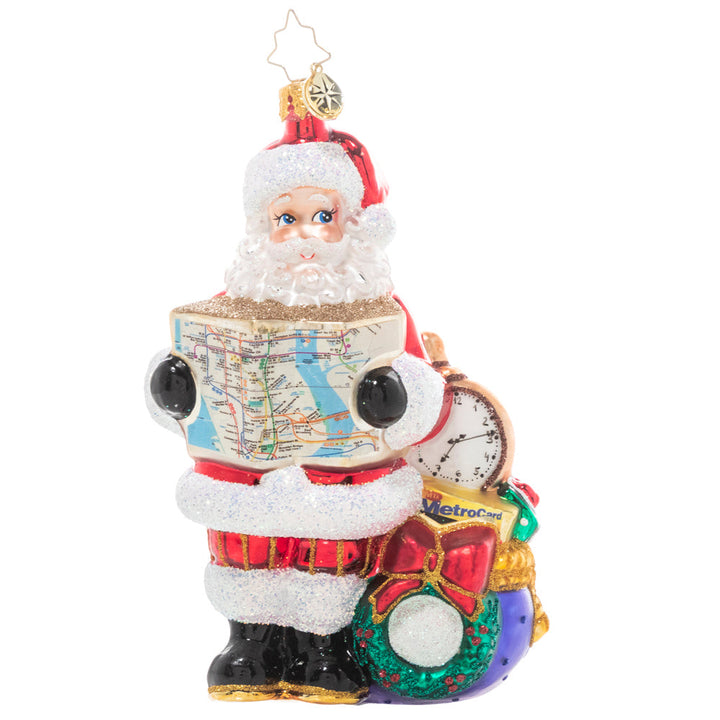 Front - Ornament Description - MTA Saves the Day: Santa has arrived in the Big Apple, but is without his trusty reindeer to guide the way. Luckily he can count on the MTA to help him navigate the city and make sure his special deliveries arrive safely and right on time!