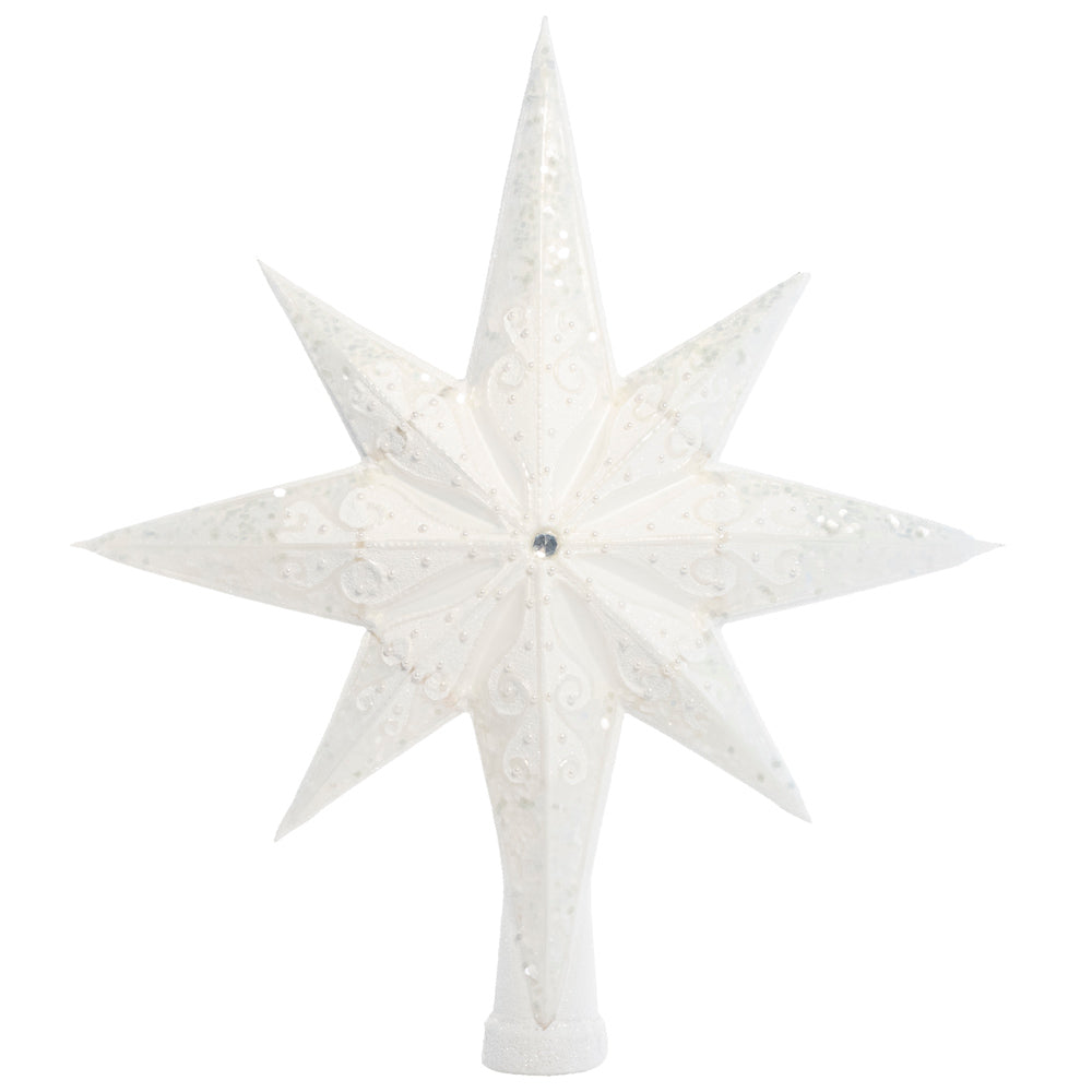 Front - Finial Description - Pearl Stellar Finial: A classical pearl stellar is the perfect topper for your majestic evergreen. May it be the crown adorning your dazzling ornament collection!