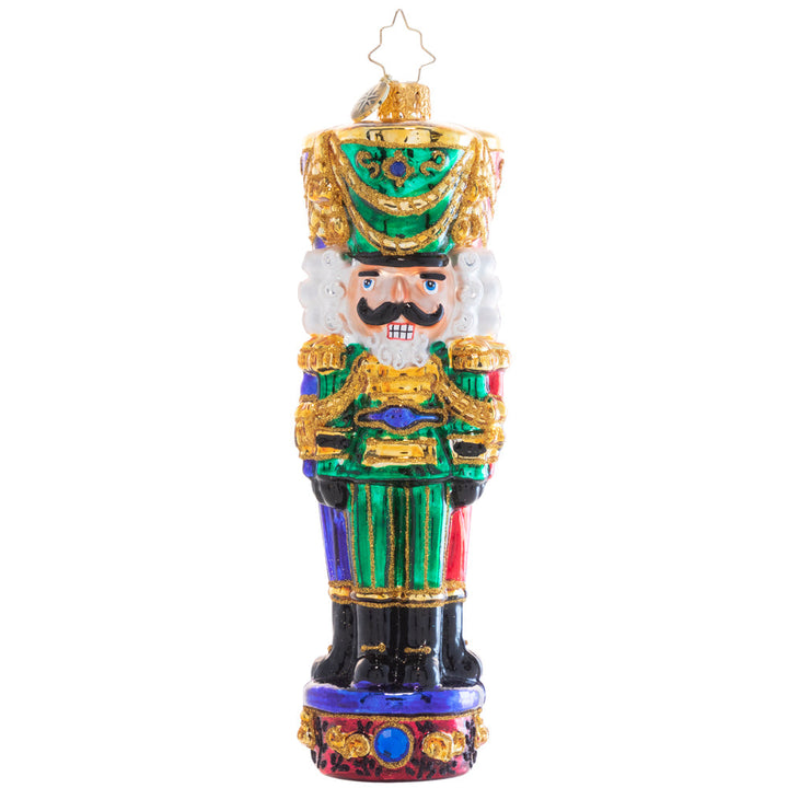 Front - Ornament Description - Three Nutty Knights: Three heads are better than one! Hang up this trusty trio of nutcracker soldiers and relax knowing you'll have not one, not two, but three pairs of watchful eyes over your tree, primed to defend it from any Rat King intruders!