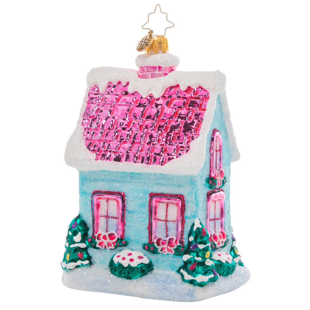 Ornament Description - Charming Christmas Cottage: Imagine the comfort and cheer inside this tiny cottage! It glows from within, a festive wreath on its darling door.
