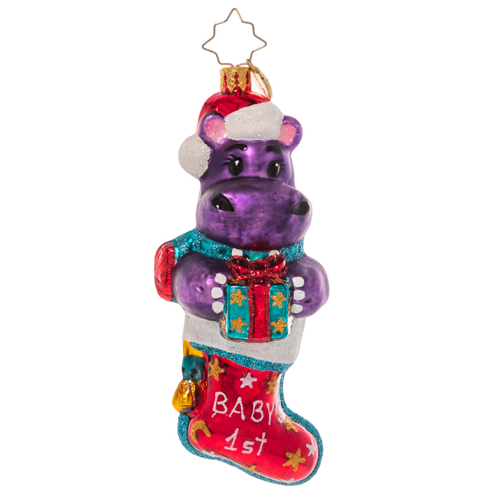 Front - Ornament Description - Big Baby's First Christmas: Who wouldn't want a hippopotamus for Christmas? Celebrate the arrival of the new baby in your life with this adorable purple baby hippopotamus – he's the perfect stocking stuffer!