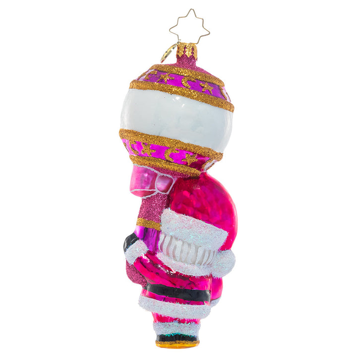 Back - Ornament Description - First Christmas Rattle: Pretty in Pink: It's a girl! Celebrate baby's first Christmas with this special Santa keepsake ornament.