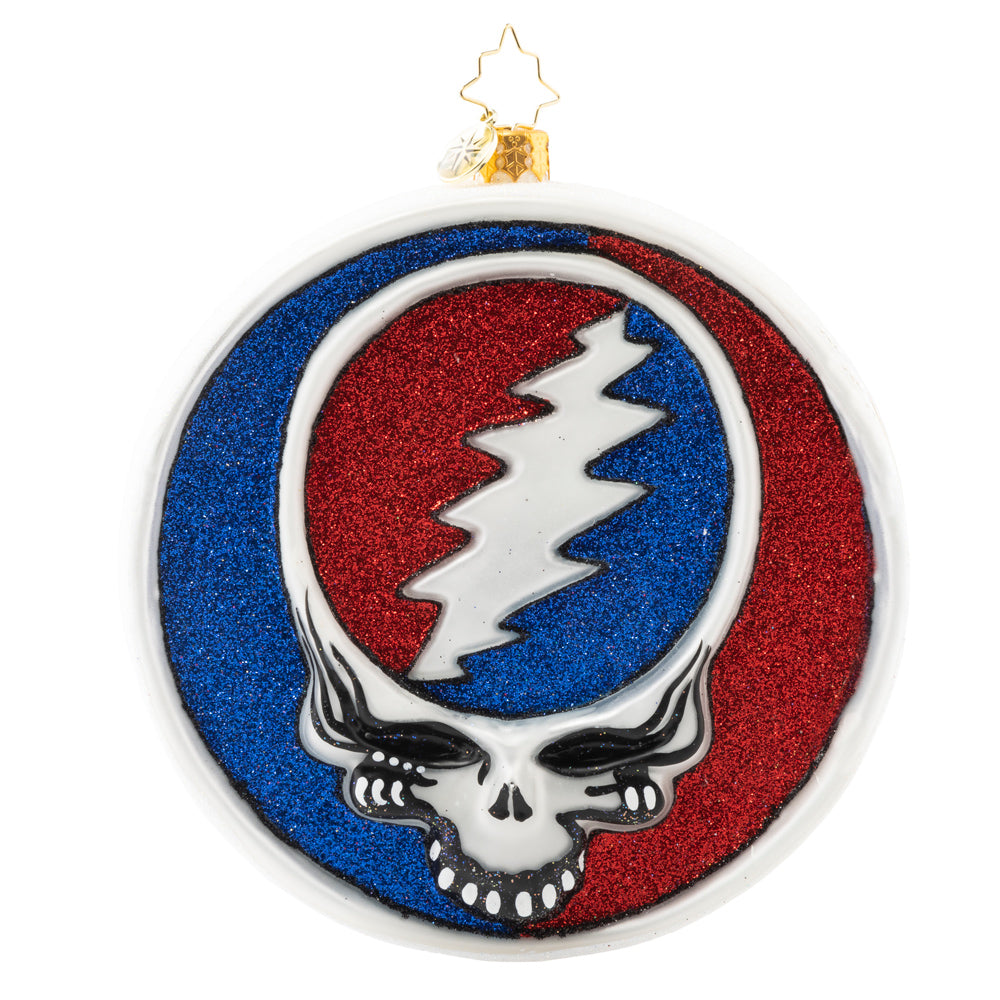 Ornament Description - Dead Head Disc. : Dead Heads unite! Show some love for your favorite band with this disc-shaped ornament featuring two of the most recognizable Grateful Dead icons: their Dancing Bear and "Steal Your Face" skull. Whether for yourself or another Grateful Dead fan in your life, this piece will no doubt add some serious rock n' roll cred to any tree!