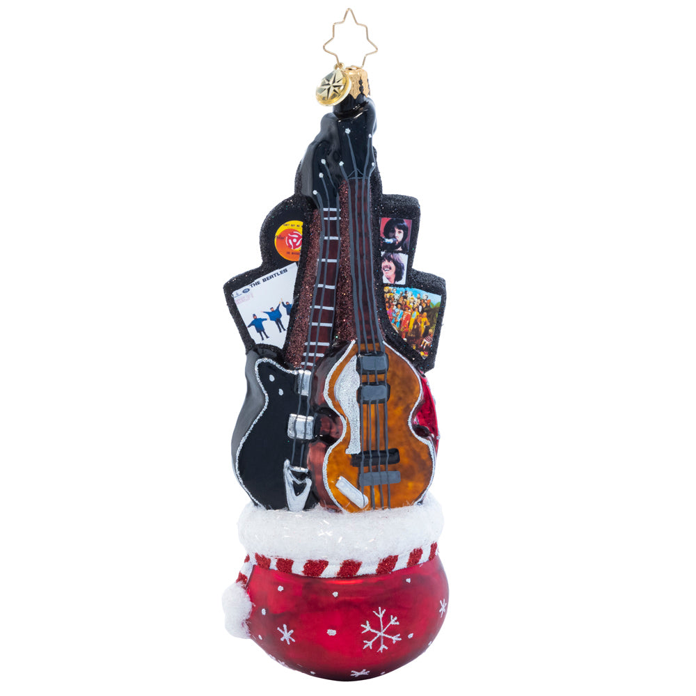 Back - Ornament Description - Beatles Greatest Gifts: Looks like you've been extra good this year, so Santa has brought you a sack bursting with Beatles goodies. From Sgt. Pepper's drum to your favorite Beatles albums-- it's every Beatle collector's dream.