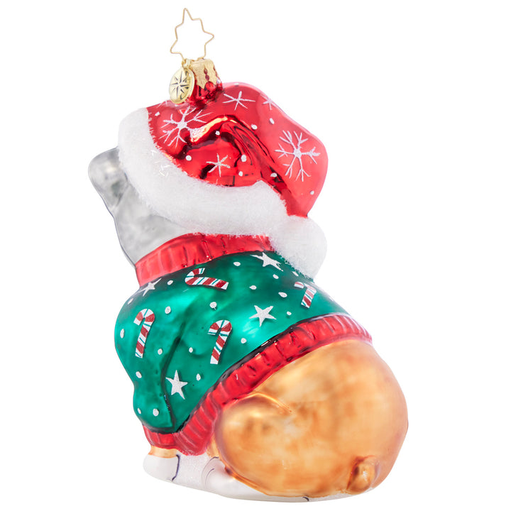 Front - Ornament Description - Man's Best Friend!: In a charming chunky Christmas sweater, this bulldog buddy is ready to celebrate the holidays with his human best friends!