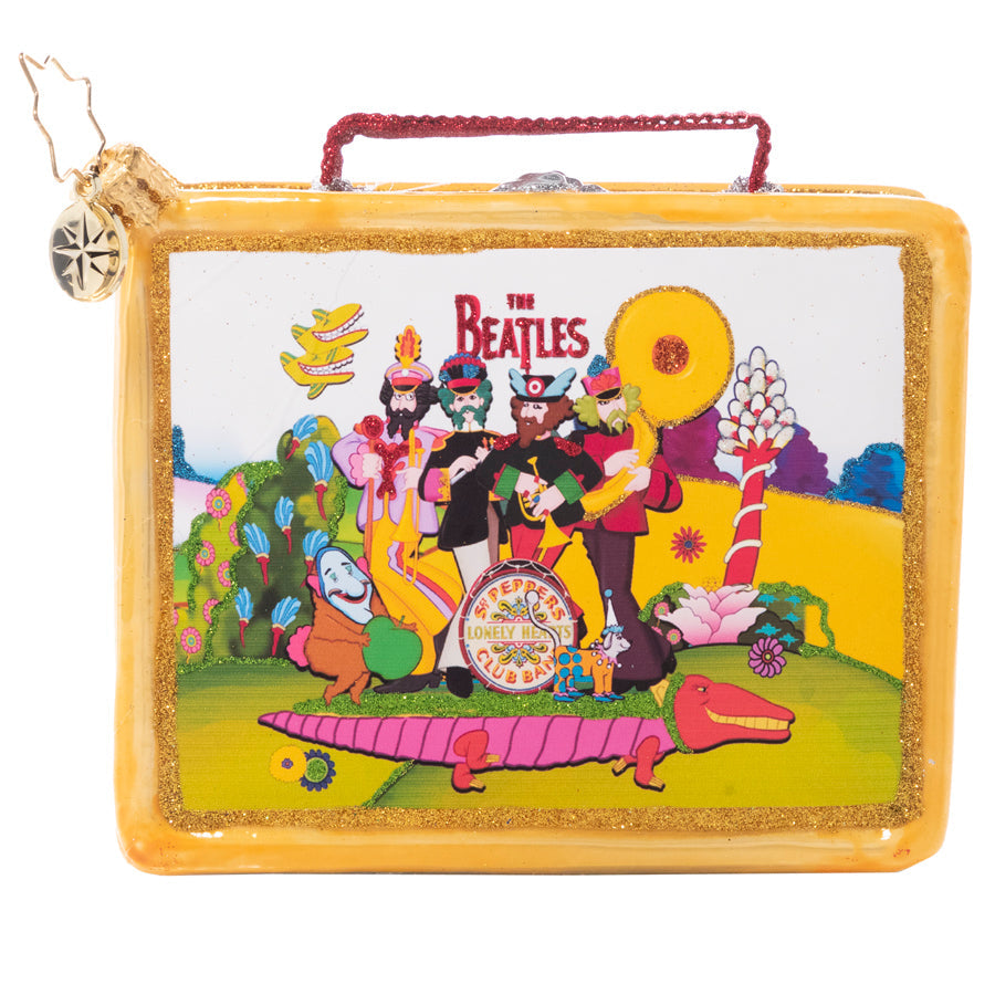 Front - Ornament Description - Let's Do Lunch: Fashioned after the classic tin lunch boxes of yesteryear and featuring colorful scenes from Yellow Submarine, this playful piece packs a powerful punch of nostalgia. Is it lunchtime yet?