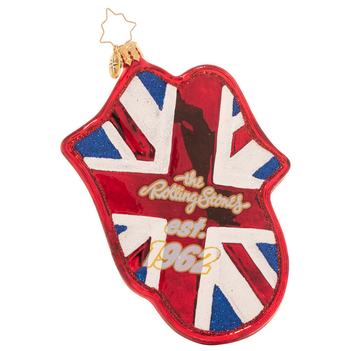 Back - Ornament Description - Rolling Stones Diamond Anniversary: From 1962 to 2022… The Stones are turning 60! Celebrate this major milestone with this commemorative ornament featuring their famously cheeky Tongue Logo that reverses to reveal a Union Jack.