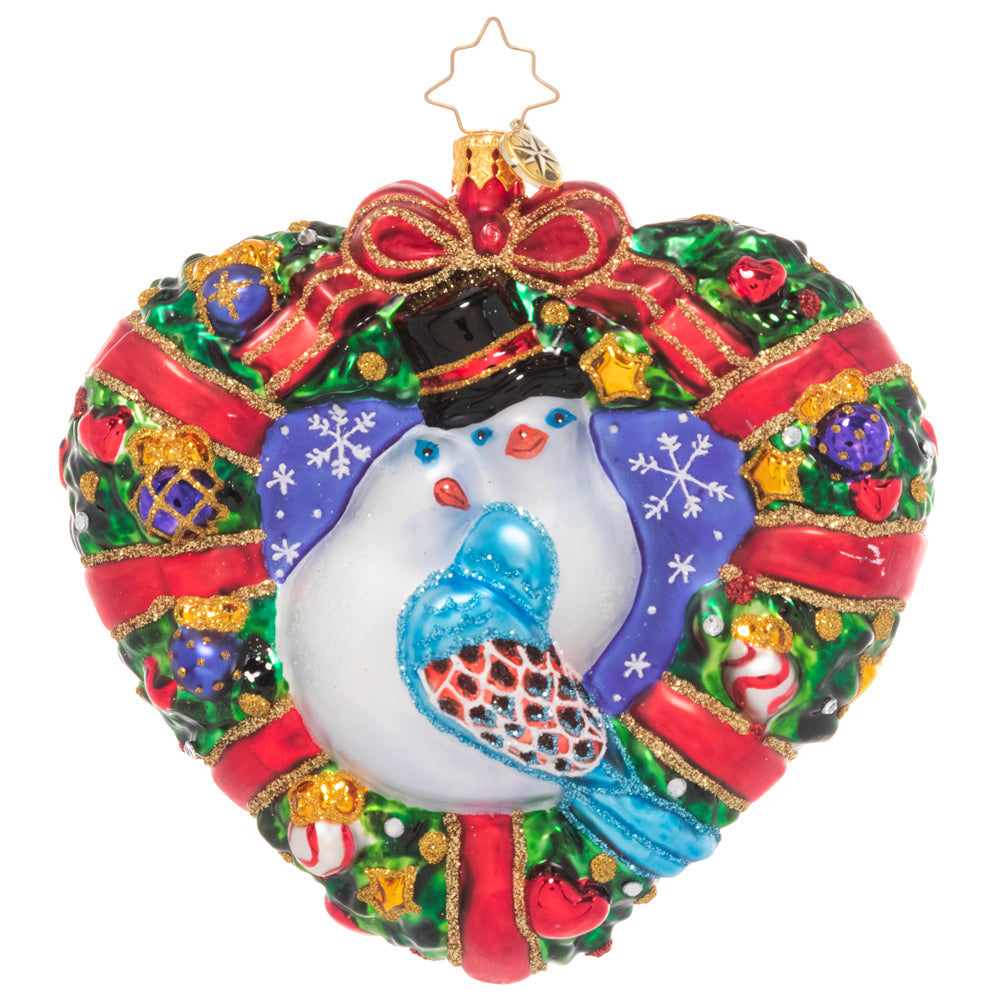 Front - Ornament Description - Turtle Dove Love: Talk about lovey-dovey! Two darling turtle doves cuddle up for this piece celebrating the 2nd day of Christmas as part of our Ornament of the Month collection.