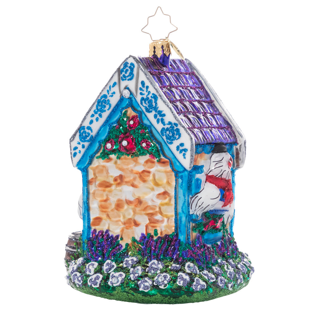 Back - Ornament Description - Henhouse Holidays: On the third day of Christmas, my true love gave to me...The third piece in our Ornament of the Month collection! Featuring a trio of French feathered friends who are right at home in their cozy henhouse, this ornament helps bring the traditional Christmas carol to life!