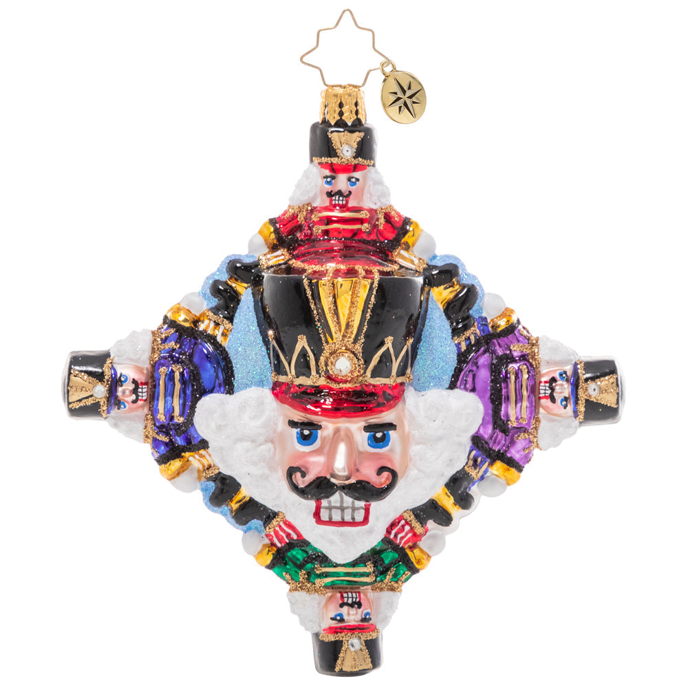 Front - Ornament Description - Cracking Up: This colorful and unique nutcracker ornament is sure to demand a closer look. It's the perfect "nutty" addition to any collection!