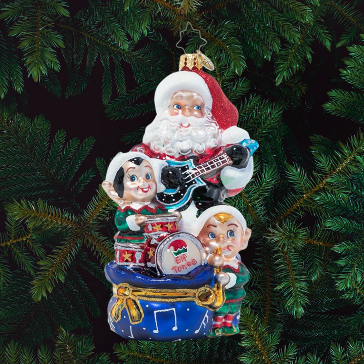 Ornament Description - Rockin' Christmas Trio: Santa and his little helpers have started a band and are jammin' out to all your favorite Christmas tunes. It's bound to be a not-so-silent night…they'll be rockin' all night long!