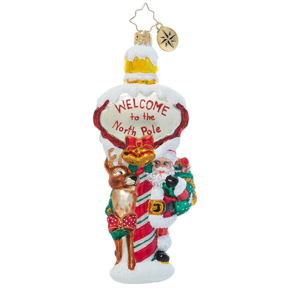 Front - Ornament Description - Welcome Home Santa: Home sweet home! This cheery North Pole sign welcomes Santa back from a long night of delivering gifts around the world.