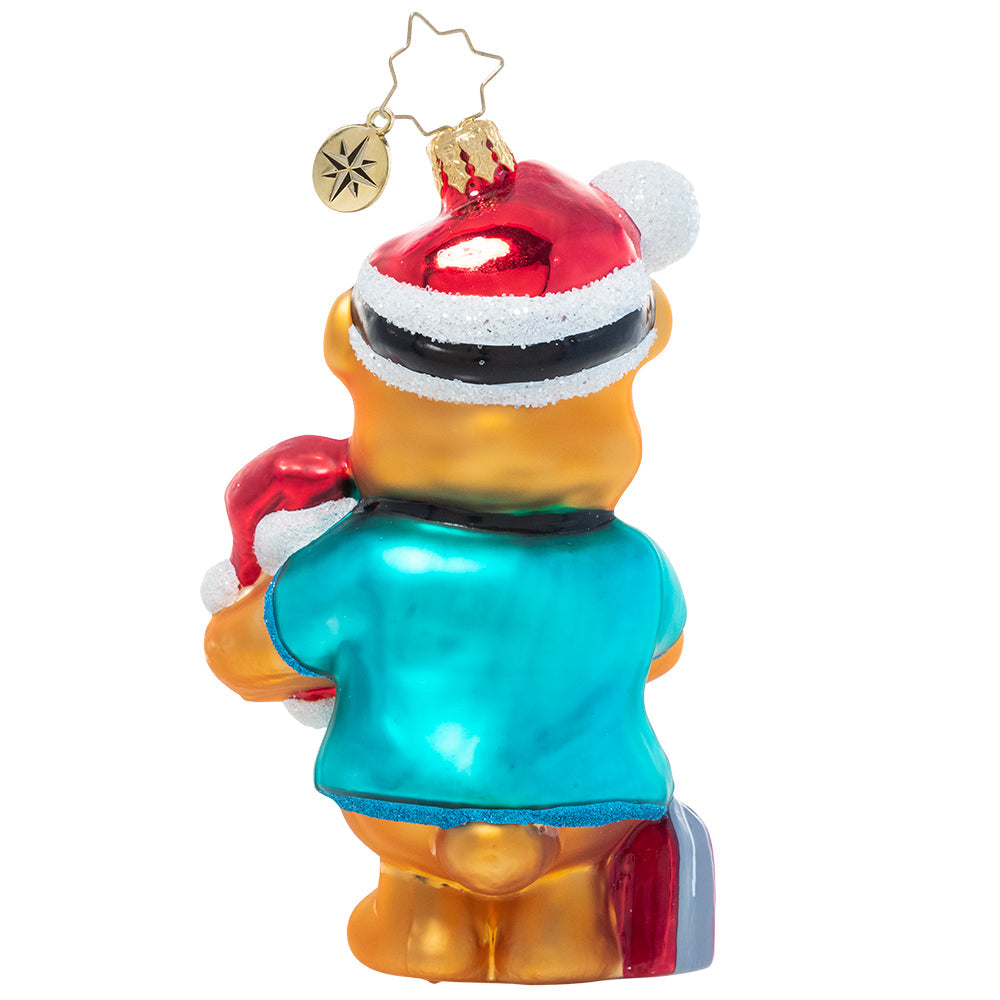Back - Ornament Description - The Doctor is In: Dr. Teddy is ready to see (and snuggle!) some patients! He believes that love is the best medicine and wants to share encouragement and cheer with the sick children who need him most. A percentage of the sales from this ornament will benefit Pediatric Cancer charities.