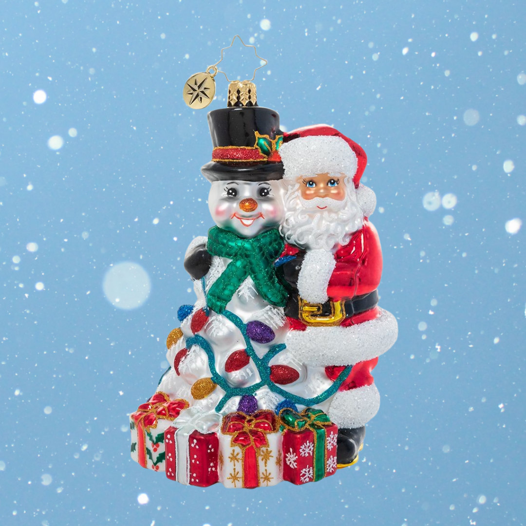 Ornament Description - A Frosty Duo: Santa and his snowman pal have been through many a Christmas together. They know that the holidays are even more magical when spent with the ones you love!