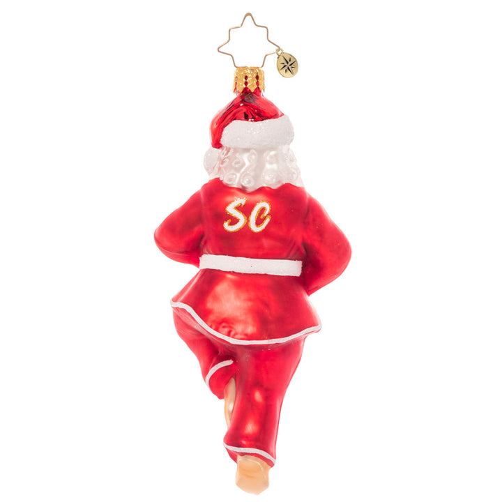 Back - Ornament Description - Kung Fu Claus: Santa spends a lot of time stressing out about his very important job, and eating milk and cookies. To keep his body and mind in tip-top shape, he's taken up kung-fu! Find your center and celebrate the martial arts with this playful piece.