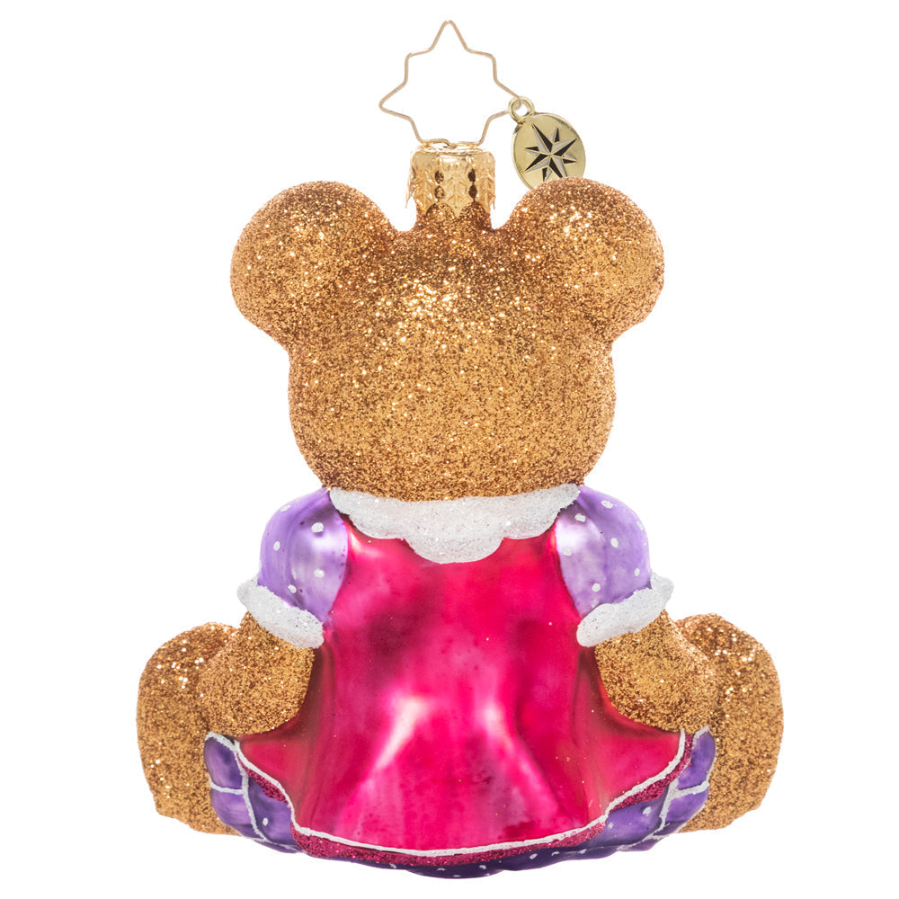 Back - Ornament Description - Darling Teddy: A darling teddy bear girl, ready for her first Christmas on the tree. Sure to delight the young, and young-at-heart.