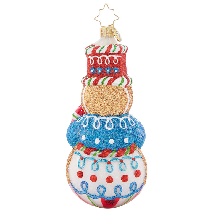 Back - Ornament Description - Sweetest Snowman: With his sugary smile and sweet frosting swirls, this gingerbread snowman is the cutest Christmas cookie in the batch! Decorate your tree with this darling piece this season.