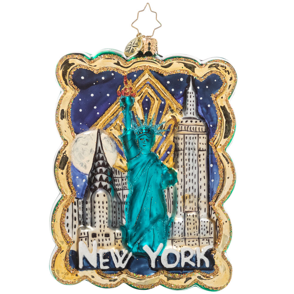 Ornaments - Description: Season’s Greetings from New York! The Big Apple goes all-out for the Big Day – celebrate NYC with this festive ornament.