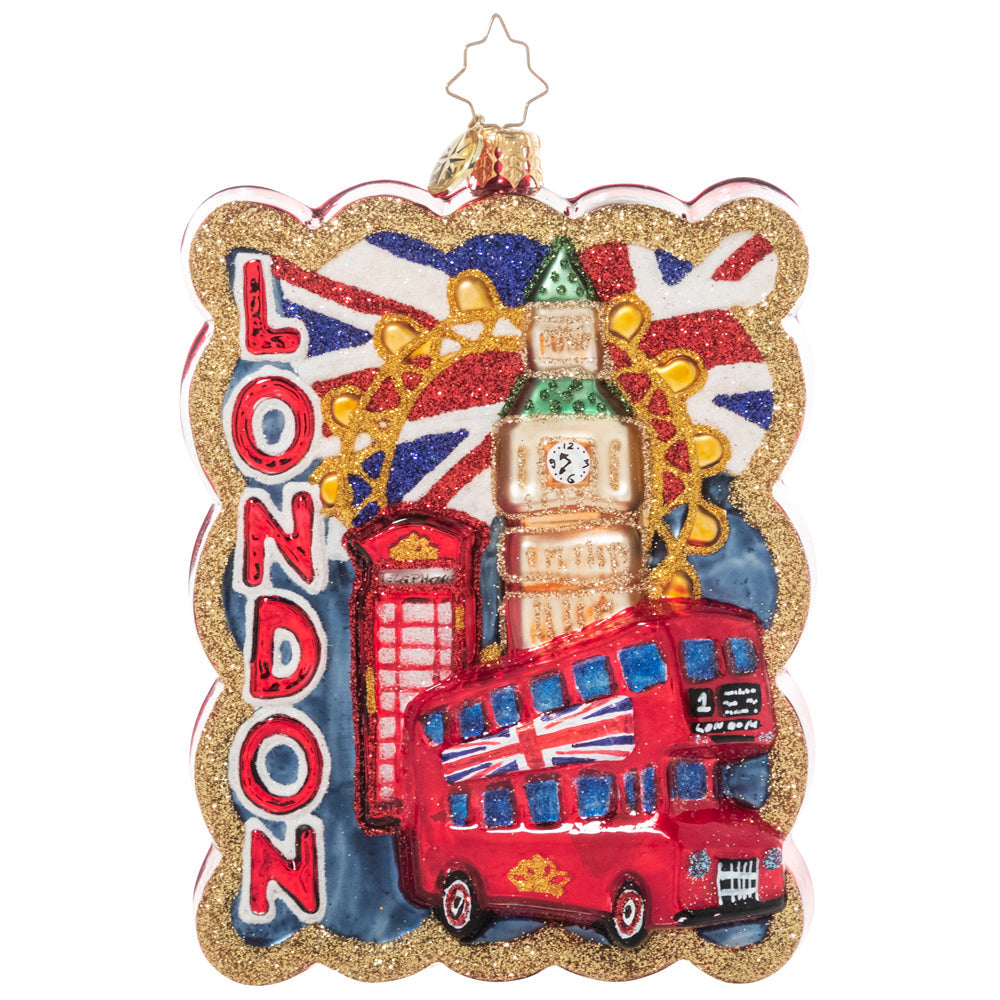 Front - Ornament Description - Postcard From Across the Pond: Merry Christmas from London town! Travel across the pond with this ornament highlighting the sights of London.