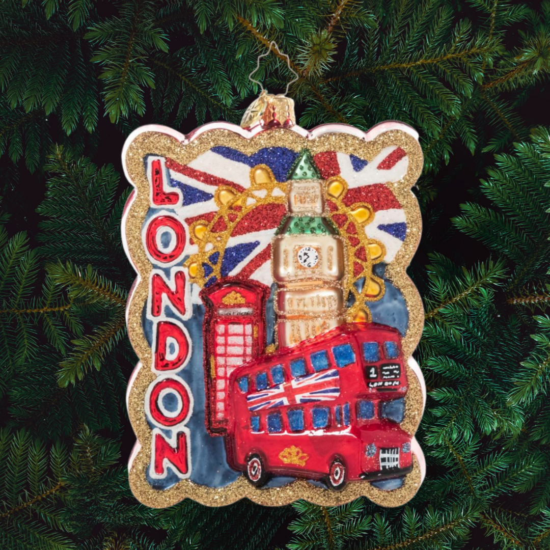 Ornament Description - Postcard From Across the Pond: Merry Christmas from London town! Travel across the pond with this ornament highlighting the sights of London.