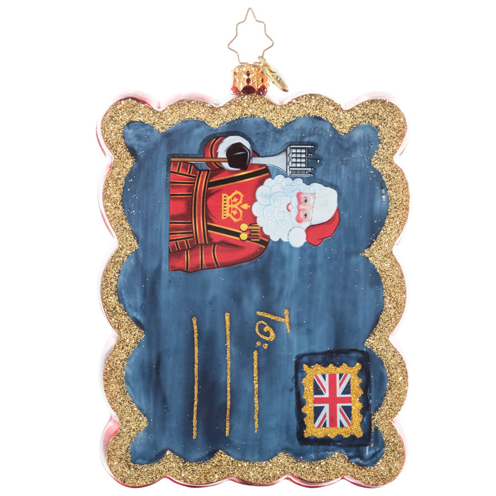 Back - Ornament Description - Postcard From Across the Pond: Merry Christmas from London town! Travel across the pond with this ornament highlighting the sights of London.