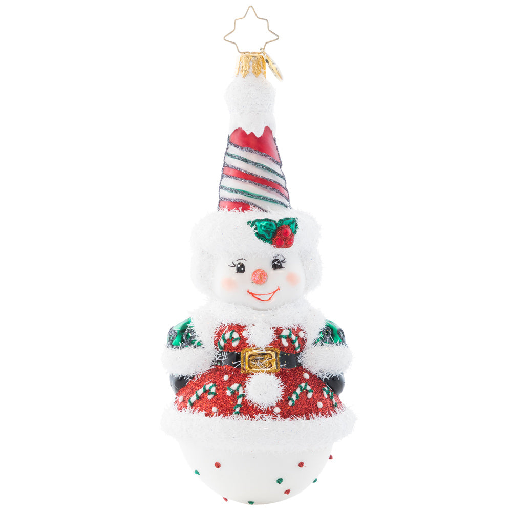 Front - Ornament Description - Twice As Nice Snowman: This snowman is anything but two-faced – he's actually twice as cheerful! With peppermint swirls and cute candy canes, this dual-sided piece is perfect from every angle.