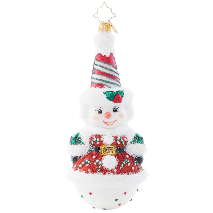 Front - Ornament Description - Twice As Nice Snowman: This snowman is anything but two-faced – he's actually twice as cheerful! With peppermint swirls and cute candy canes, this dual-sided piece is perfect from every angle.