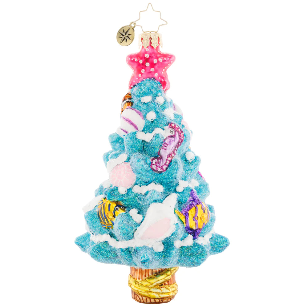 Front - Ornament Description - Tropical Seas Tree: The tropical fish swim free among the blue boughs of this undersea tree. You'll be wishing for waves this winter with this marvelous marine-themed piece. 