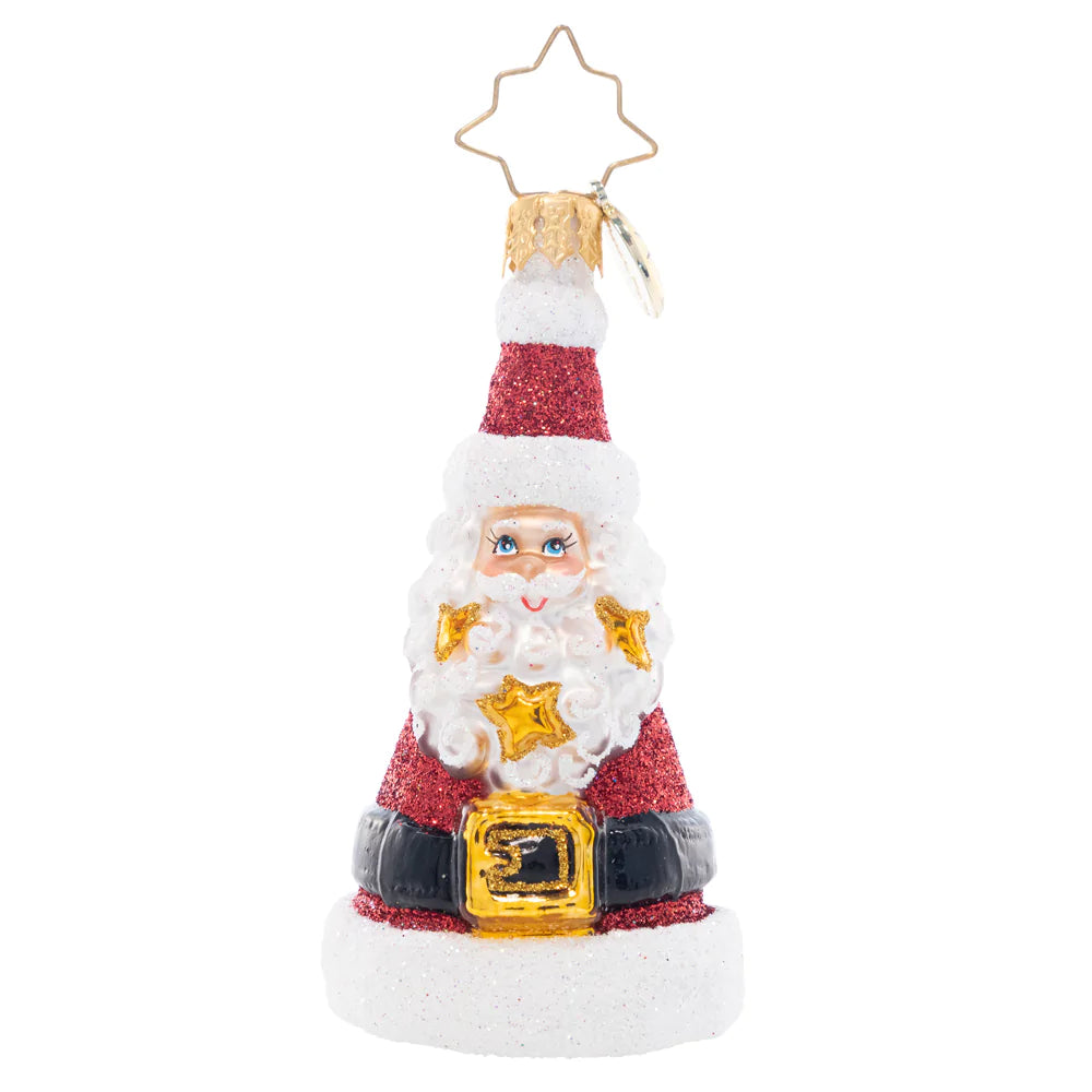 Front - Ornament Description - Spangled Santa Gem: This lovely Little Gem ornament is shaped just like Santa's famous hat! With a star-studded snow-white beard, this little guy is sure to shine on your tree.