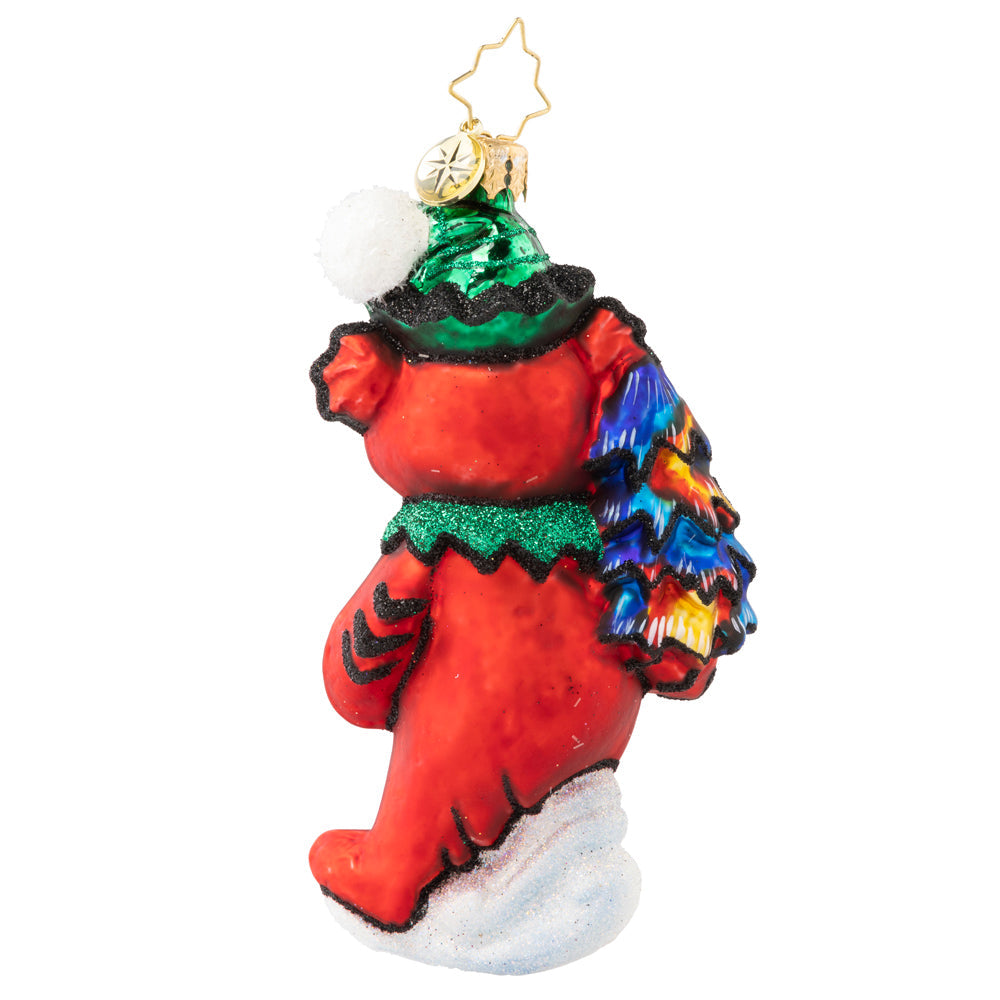 Back - Ornament Description - Grateful Dead Technicolor Tree Dancing Bear: This Dancing Bear set out to discover the wonders of nature, and just what did he find? One tie-dyed tree in a forest of plain pines! Wait till his bear buddies get a load of this: more proof that holiday magic exists.
