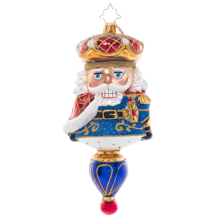 Front - Ornament Description - Royal Nutcracker: Regally enrobed in royal blue, this nutcracker king is just the thing to make your Christmas tree dazzle and delight. This special ornament has been hand-picked by the Radko team to be part of the Limited Edition collection.