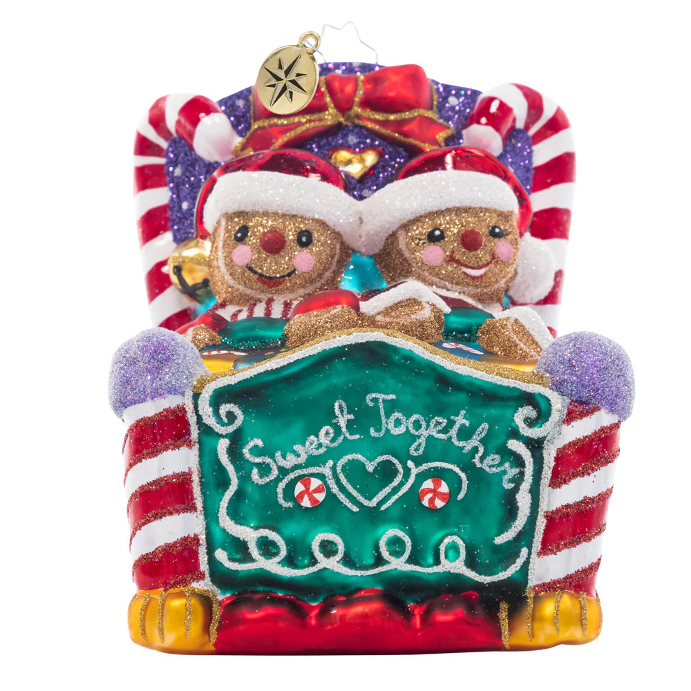 Front - Ornament Description - Cozied Up Cookies: Cozied up under the covers, this cute couple of Christmas cookies are sure to have sweet dreams.