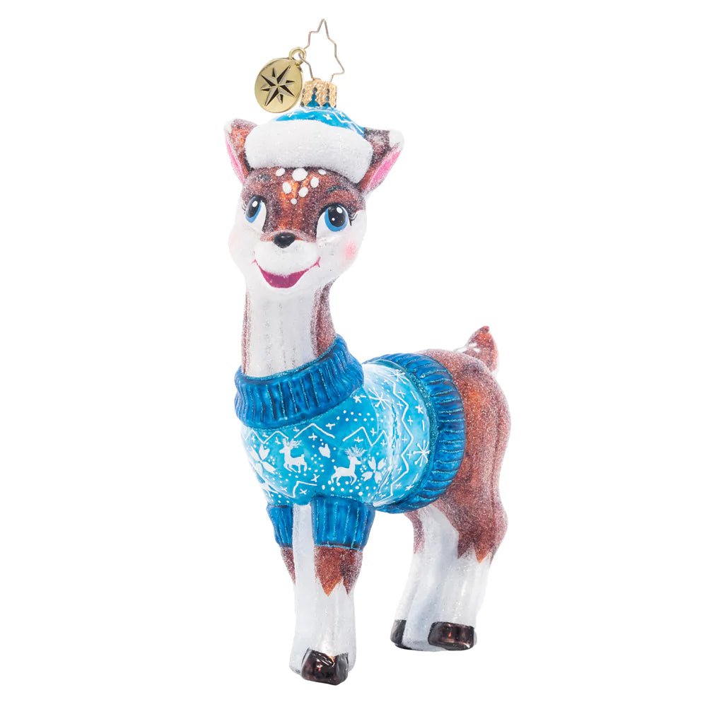 Front - Ornament Description - Bundle Up Baby Deer: Fawn over the newest little one in your life with this adorable ornament, featuring a sweet baby deer wearing a cozy blue sweater and Santa hat.