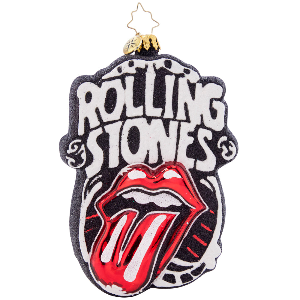 Front - Ornament Description - Rockin' Around the Xmas Tree: The British Invasion continues this holiday season with your very own Rolling Stones ornament, complete with a Union Jack on the back! Put a little Rock 'n Roll into your tree and spice up the Christmas party!