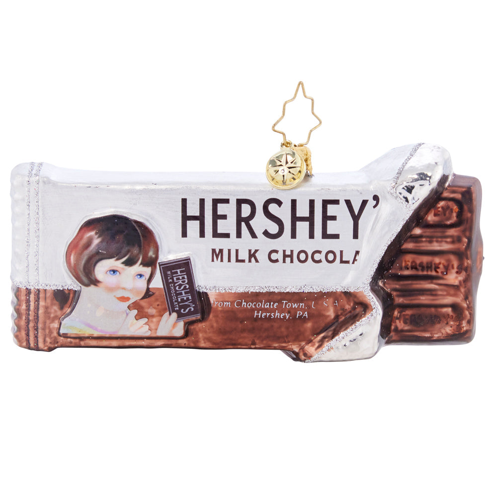 Front - Ornament Description - Vintage Sweet Tooth: HERSHEY'S has been a sweet American staple for many years, and will continue to bring joy for generations to come. Bring the happy memories home to your Christmas tree with this vintage-inspired chocolate bar.