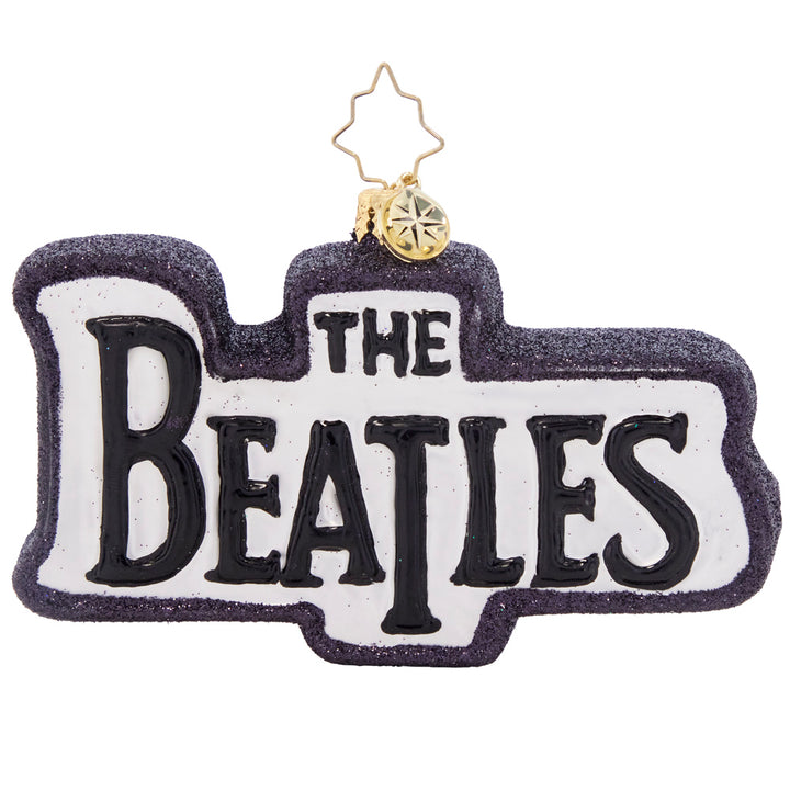 Front - Ornament Description - Bristish Beats: Celebrate this holiday by honoring the most culturally iconic band of all time- The Beatles! Their music has brought joy to millions around the world. Let that joy deck your tree with a bold logo and Union Jack for added flair! Cheers!