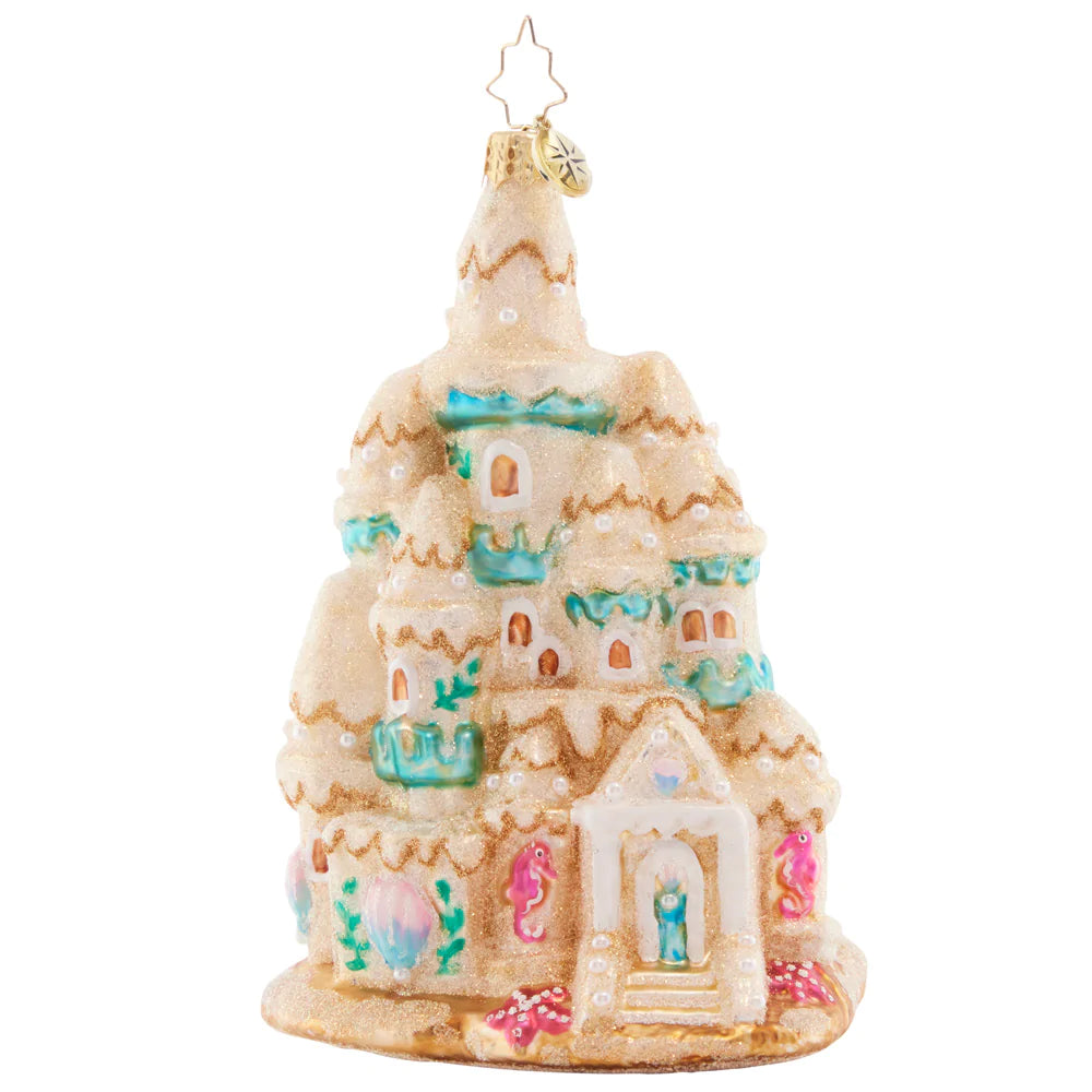 Front - Ornament Description - Castle in the Sand: This beautifully-built Sandcastle is an idyllic home for all the little beach-dwelling creatures. Just watch out when the tide comes in!