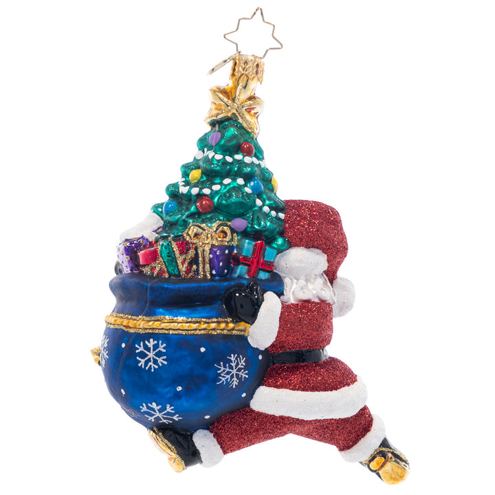 Back - Ornament Description - Santa's Sprint: Dashing through the snow, indeed! The race is on for Santa to get all the gifts delivered on Christmas Eve. With the help of his speedy reindeer team, he's sure to complete the task on time.