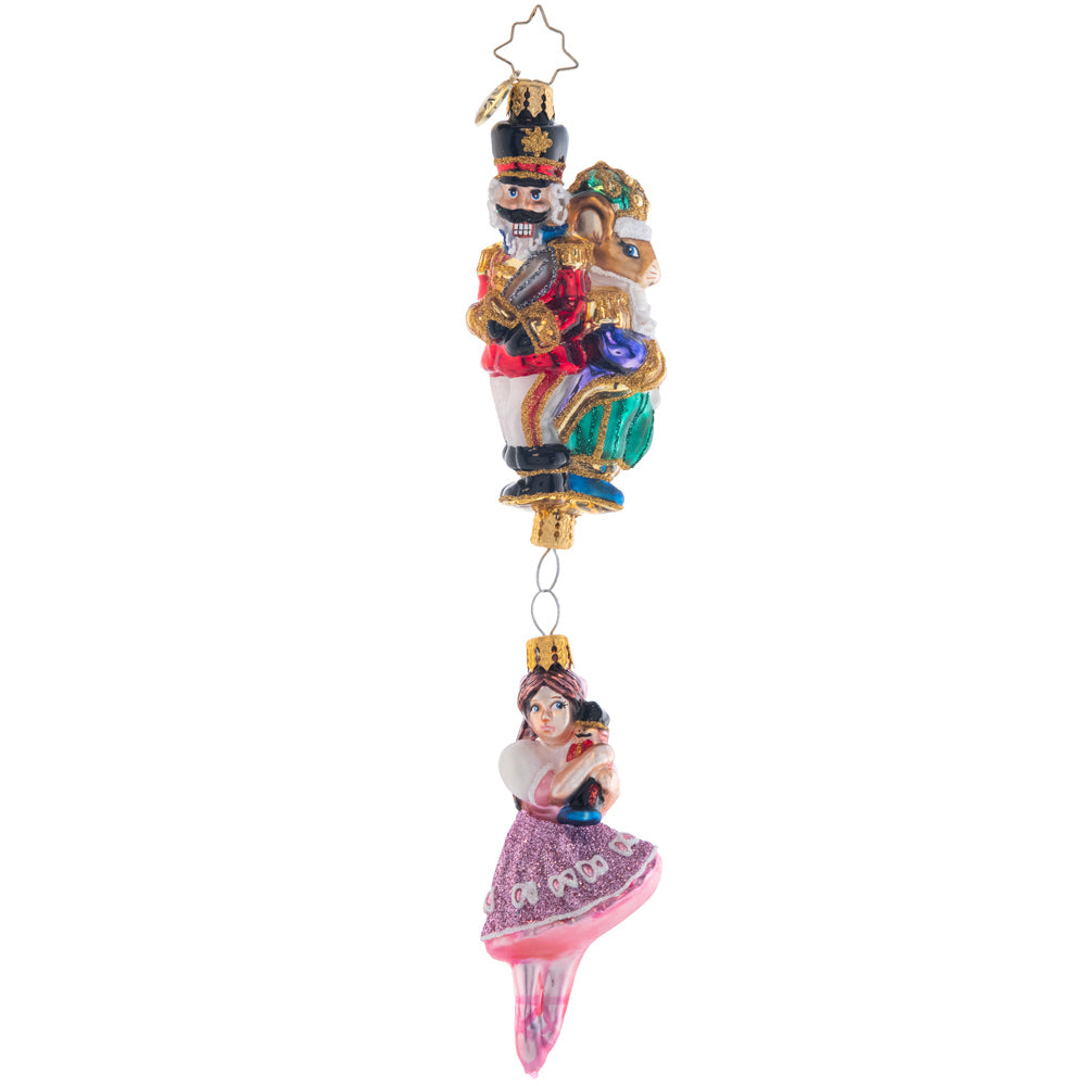 Front - Ornament Description - Nutcracker Ballet Suite: Inspired by the classic Nutcracker Suite ballet, this ornament celebrates a timeless Christmas tradition honored by many.