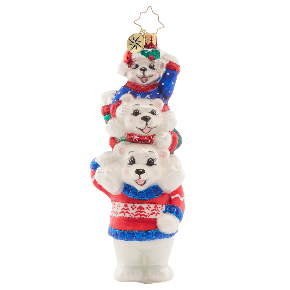 Front - Ornament Description - Cardigan Cubs: 'Tis the season for Christmas sweaters! These coordinated, cardigan-clad cubs are the cutest addition to the tree.