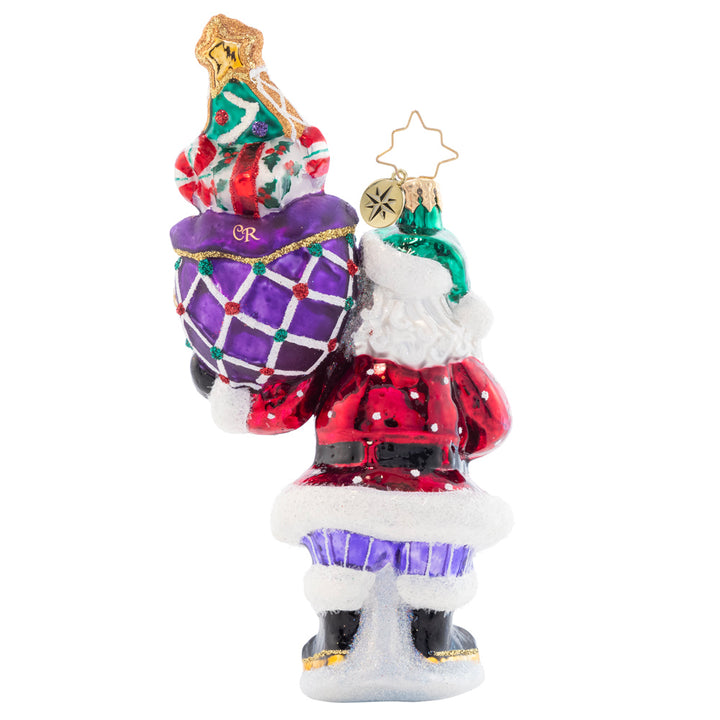 Back - Ornament Description - Sweet Treats Santa: Santa is feeling extra sweet, with lots of sugary treats. He'll make sure your tummy is filled with tasty candies, until your Christmas sweet tooth is completely satisfied!