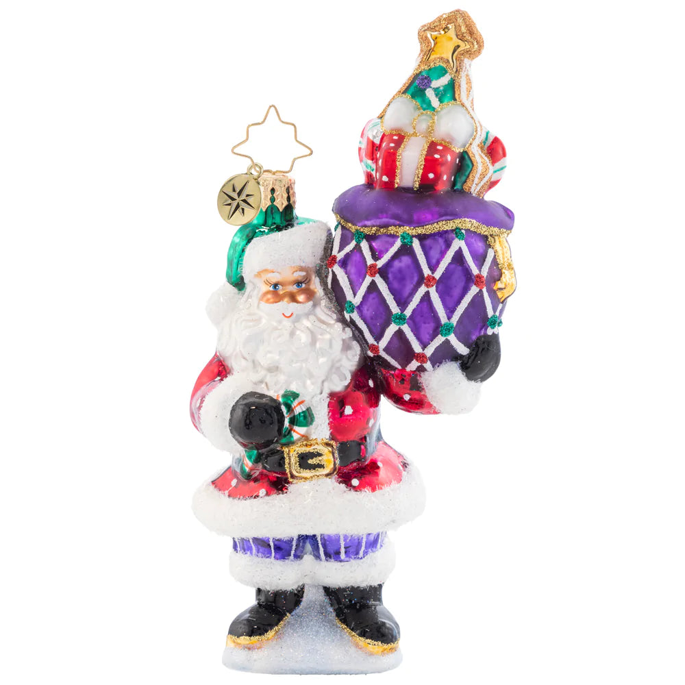 Front - Ornament Description - Sweet Treats Santa: Santa is feeling extra sweet, with lots of sugary treats. He'll make sure your tummy is filled with tasty candies, until your Christmas sweet tooth is completely satisfied!