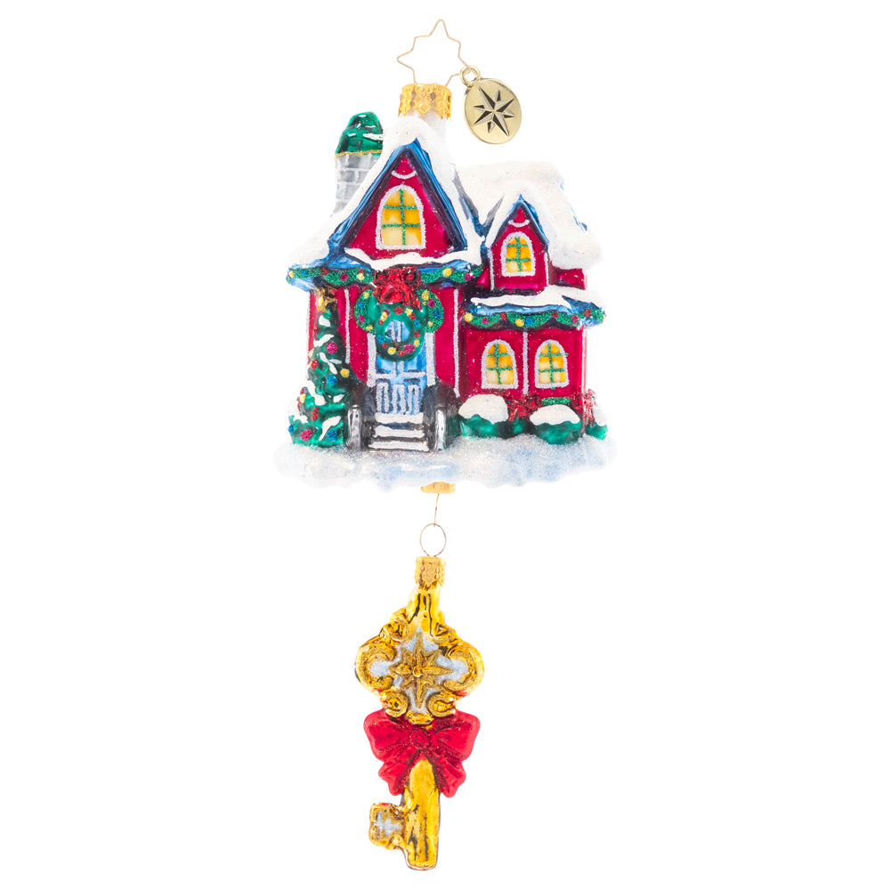 Front - Ornament Description - Holiday Housewarming: This gilded key upon your tree is the perfect way to unlock beautiful holiday memories in your new home! Celebrate your first Christmas there with this intricate piece.